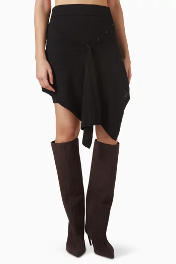 تنورة بأزرار مزيج صوف مارينو