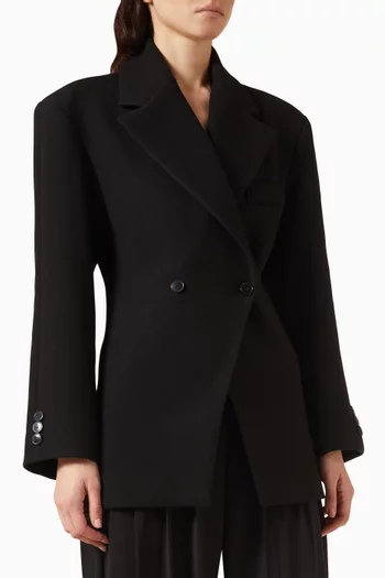 جاكيت نانجي بصفي أزرار وخصر مزموم