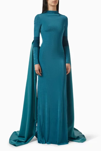 High-neck Shawl Dress