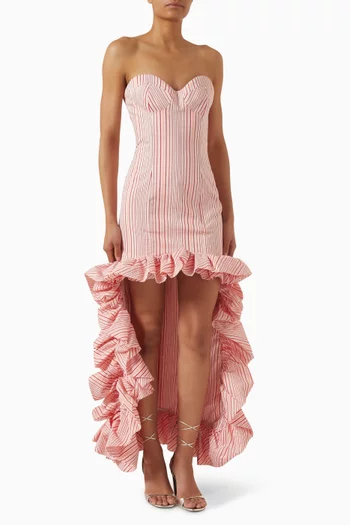 Candy Striped Ruffled Midi Dress