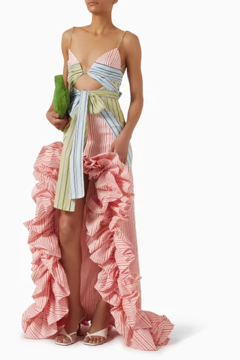 Candy Striped Puff Maxi Skirt