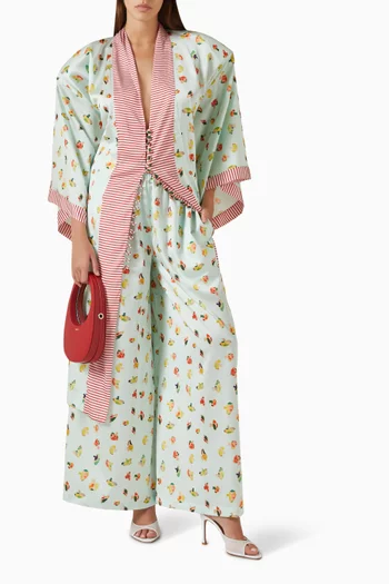 Mushroom-print Wide-leg Pants