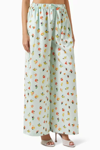 Mushroom-print Wide-leg Pants