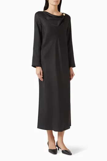 Zoya Draped Dress in Silk Twill