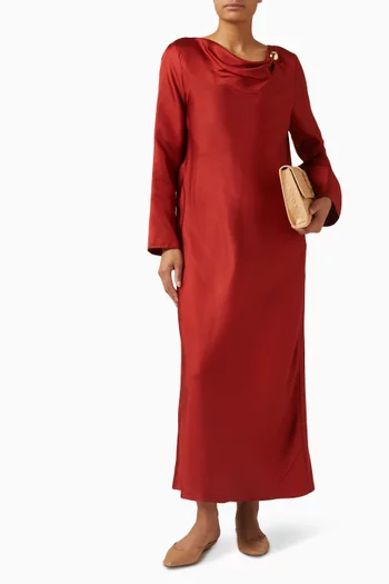 Zoya Draped Dress in Silk Twill