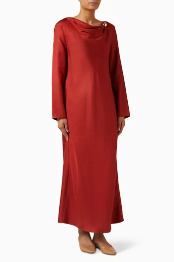 Zoya Draped Dress in Silk Twill