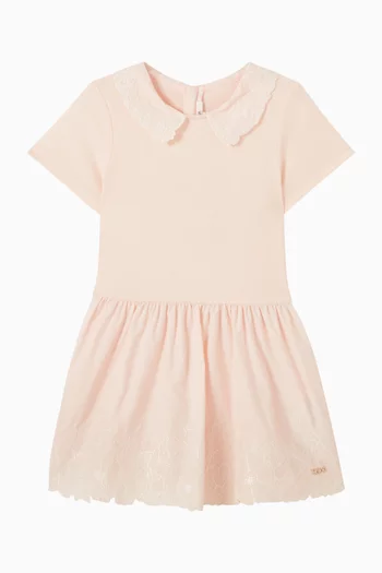 فستان بتطريز زهور بوبلين 