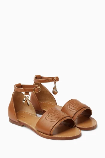 Logo-embossed Sandals in Leather
