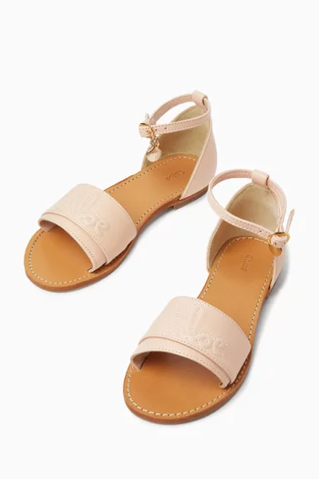 Logo-embossed Sandals in Leather