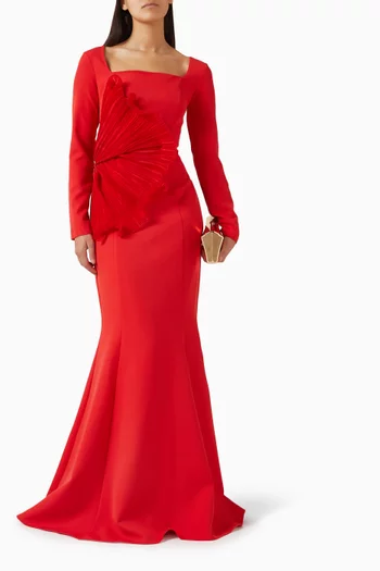 Fan-detail Maxi Dress