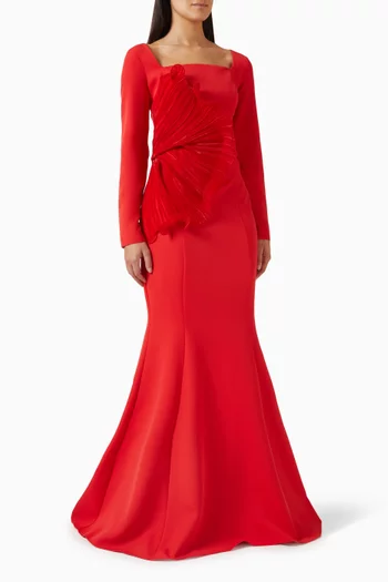 Fan-detail Maxi Dress