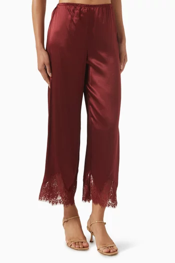 Carolina Lace-trim Pants in Silk Charmeuse