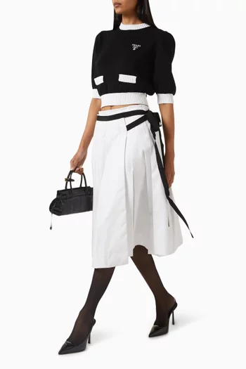 Belted Skirt in Gabardine