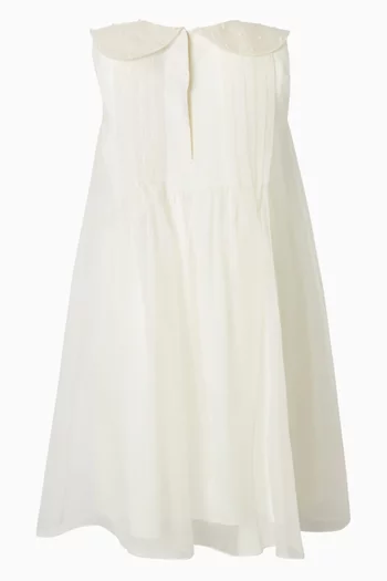 فستان مزين بتطريز زهور تول