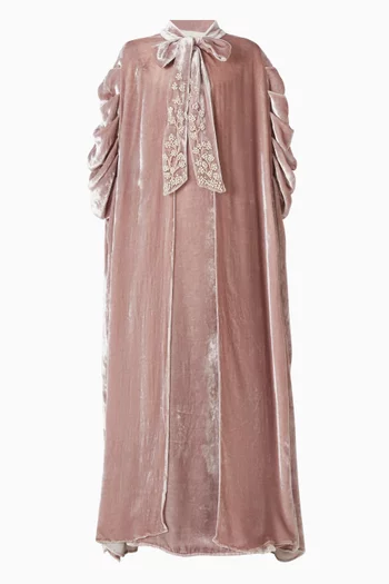Embroidered Cape Coat in Velvet