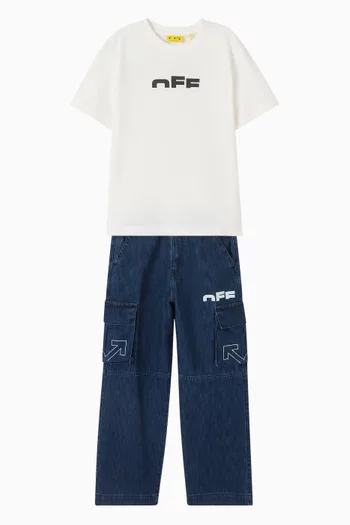 Type Logo Denim Cargo Pants