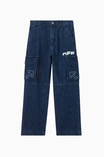 Type Logo Denim Cargo Pants