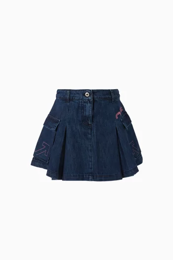 Logo Flared Skirt in Denim