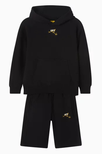 شورت رياضي بطبعة شعار الماركة بتصميم طلاء متناثر وخطوط مائلة قطن