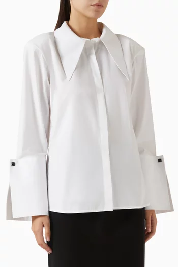 Wide Collar Shirt in Cotton