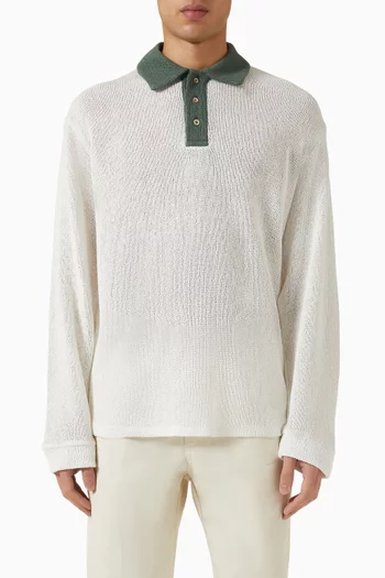 Knitted Rugby Shirt in Cotton-blend