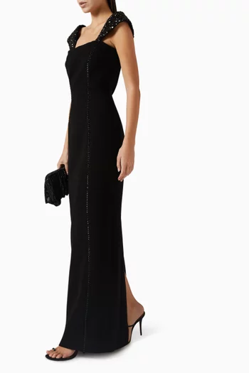 Crystal-embellished Maxi Dress in Crepe