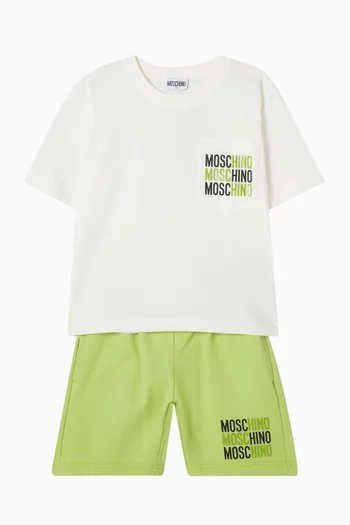 Logo T-shirt & Shorts Set in Cotton