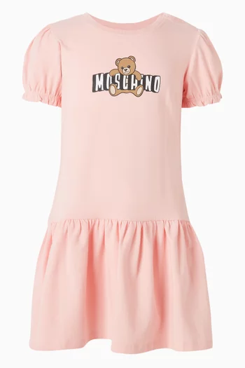 Teddy Logo Dress in Cotton