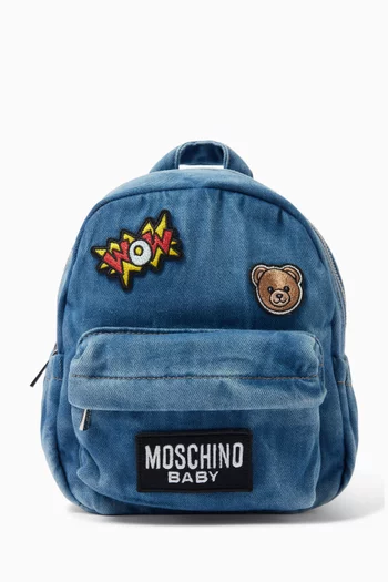 Logo Patch Backpack in Denim