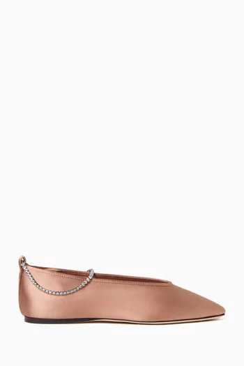 Emery Crystal-embellished Ballet Flats in Satin