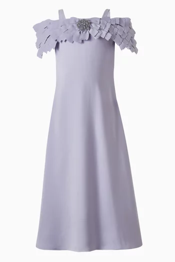 فستان طويل بزهور بارزة