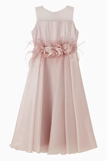 فستان سهرة طويل بزهور بارزة