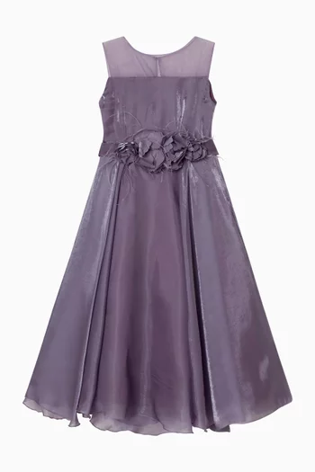 فستان سهرة طويل بزهور بارزة