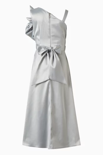 فستان طويل بكتف مكشوف مزين بنقشة زهور