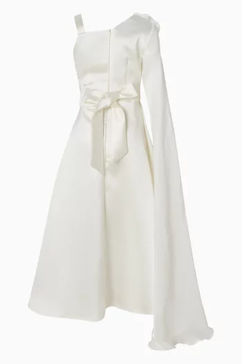 فستان بأكمام كاب وزهور بارزة 