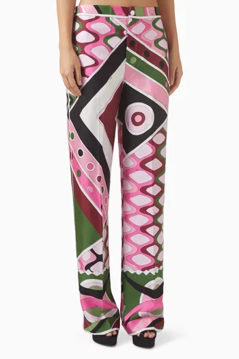Printed Wide-leg Pants in Silk