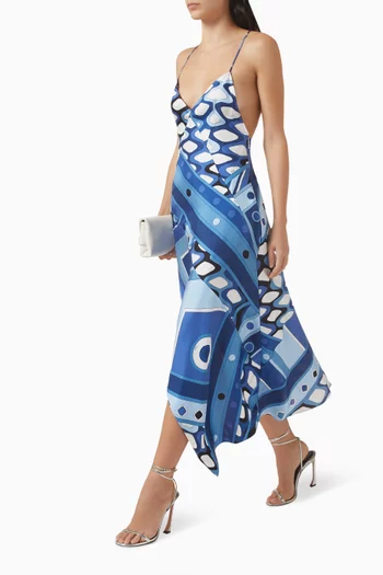 Vivara-print Dress in Silk Satin