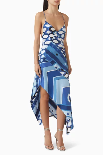 Vivara-print Dress in Silk Satin