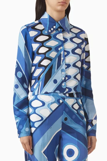 Printed Crop Shirt in Silk