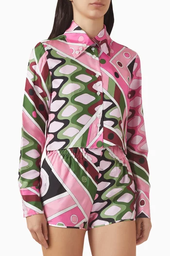 Printed Crop Shirt in Silk