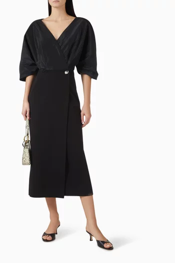 Orion Midi Dress in Taffeta & Knit