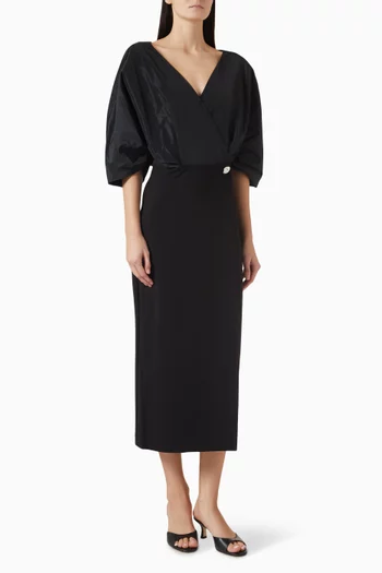 Orion Midi Dress in Taffeta & Knit