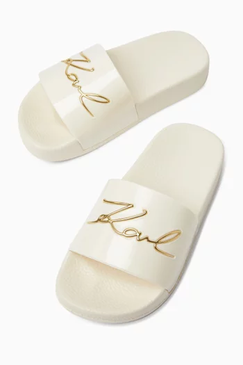Logo-print Slides in Rubber