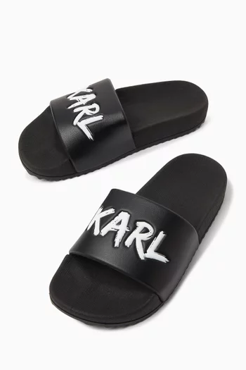 Logo-print Slides in Rubber