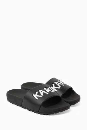 Logo-print Slides in Rubber