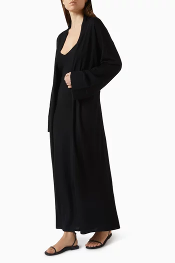 Longline Belted Cardigan in Merino-silk