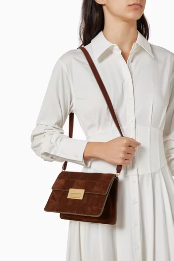 Small Delphine Crossbody bag in Woven Suede