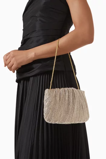 Small Brit Pleated Pouch in Metallic Lame