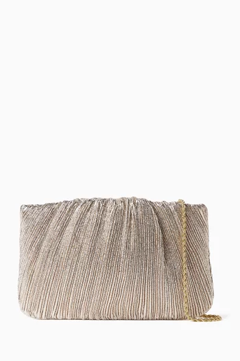Small Brit Pleated Pouch in Metallic Lame