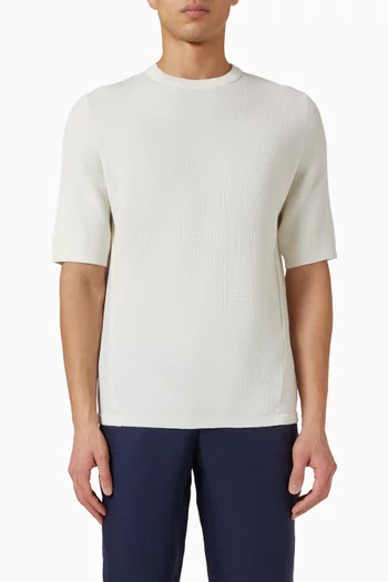 Waffle Short Sleeve Sweater in Merino Wool